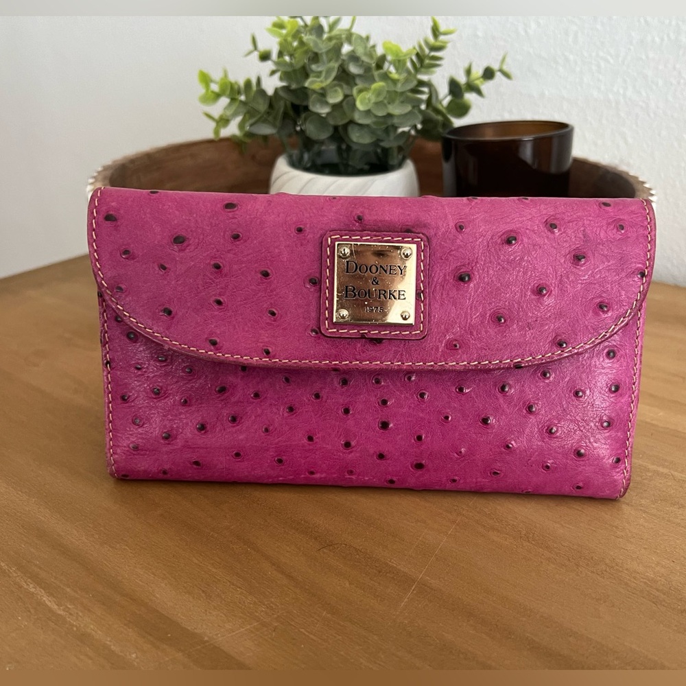Dooney & Bourke Pink ostrich wallet